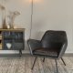 WHITE LABEL LIVING Bon loungestol, m. armln - mrkegr kunstlder og metal