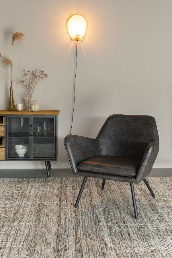 WHITE LABEL LIVING Bon loungestol, m. armln - mrkegr kunstlder og metal