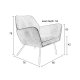 WHITE LABEL LIVING Bon loungestol, m. armln - mrkegr kunstlder og metal