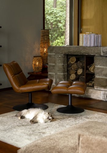 DUTCHBONE Bar loungestol - brun PU og sort stl