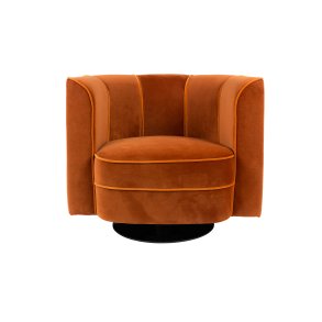 DUTCHBONE Flower loungestol, m. armln - orange fljl stof og sort stl