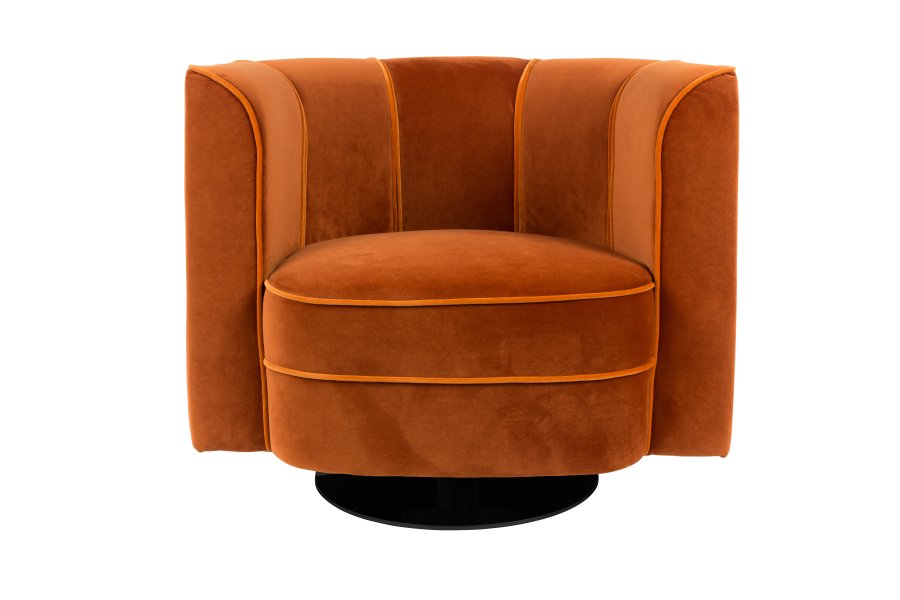 DUTCHBONE Flower loungestol, m. armln - orange fljl stof og sort stl