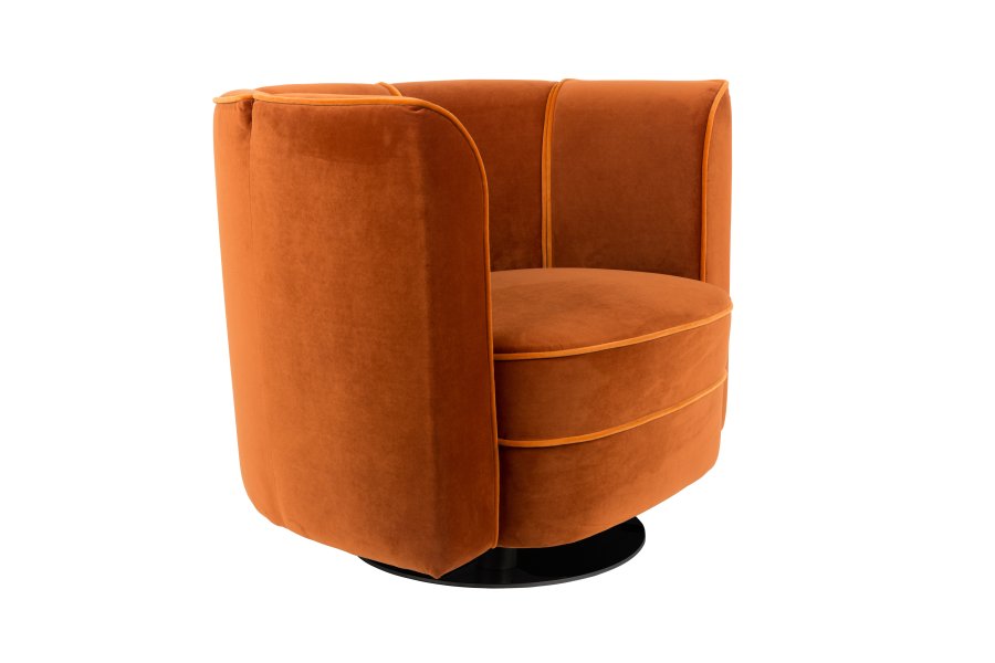 DUTCHBONE Flower loungestol, m. armln - orange fljl stof og sort stl