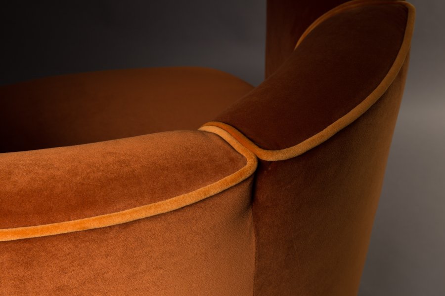 DUTCHBONE Flower loungestol, m. armln - orange fljl stof og sort stl