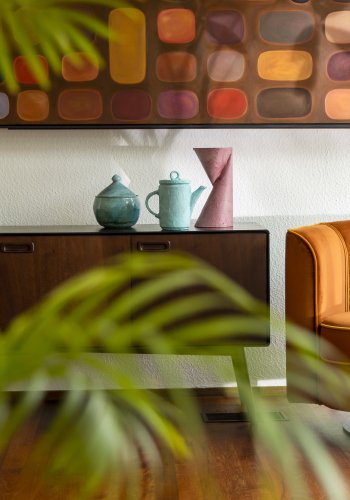 DUTCHBONE Flower loungestol, m. armln - orange fljl stof og sort stl