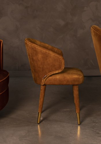 DUTCHBONE Flower loungestol, m. armln - orange fljl stof og sort stl