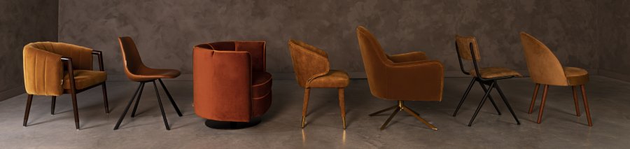 DUTCHBONE Flower loungestol, m. armln - orange fljl stof og sort stl