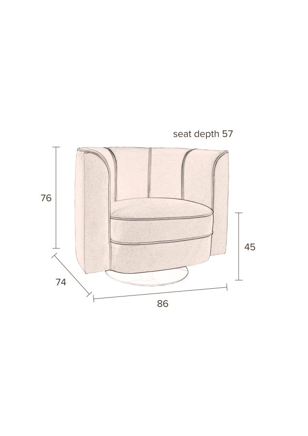 DUTCHBONE Flower loungestol, m. armln - orange fljl stof og sort stl