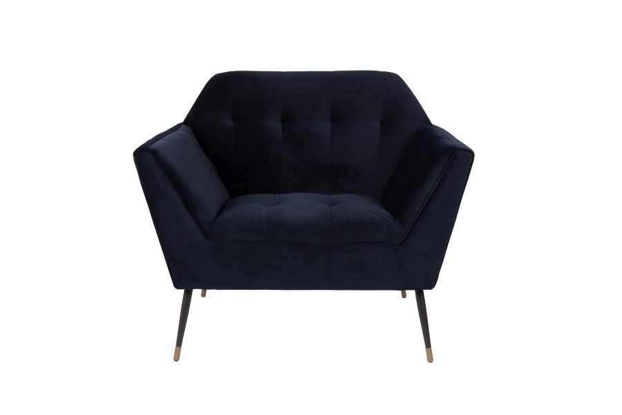 DUTCHBONE Kate loungestol, m. armln - dyb bl ler polyester og sort jern