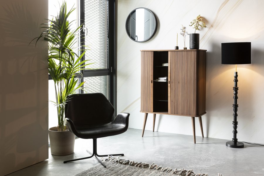 ZUIVER Nikki loungestol, m. armln - sort PU og stl