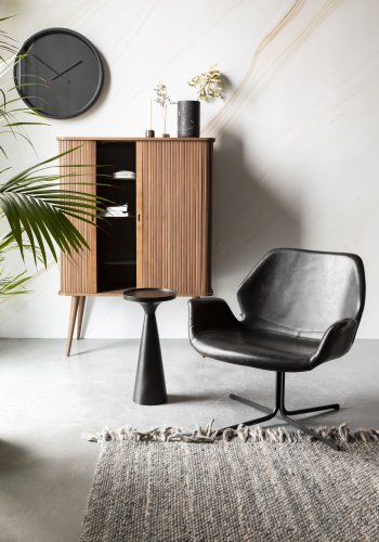 ZUIVER Nikki loungestol, m. armln - sort PU og stl