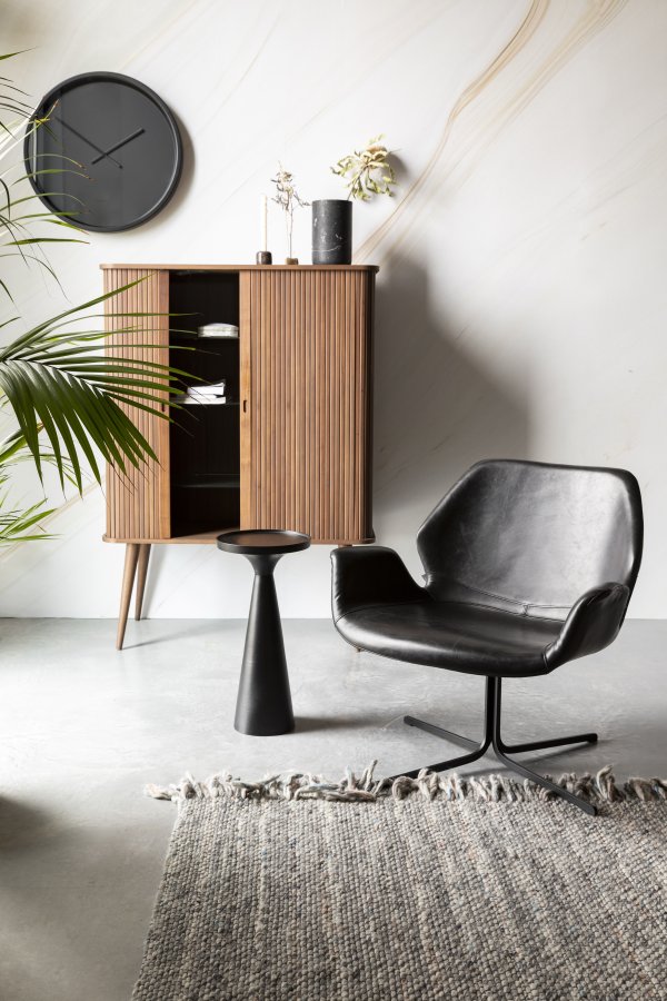 ZUIVER Nikki loungestol, m. armln - sort PU og stl