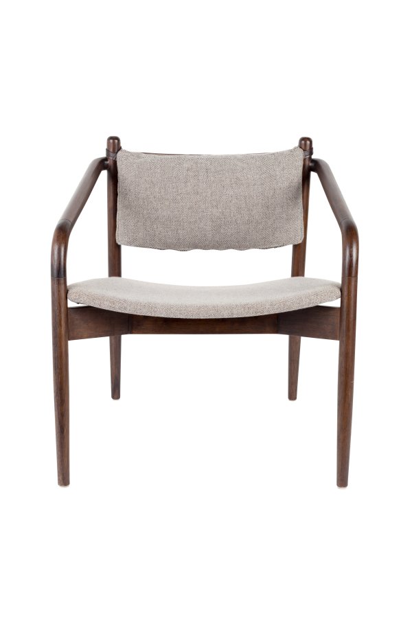 DUTCHBONE Torrance loungestol, m. armln - lysegr sildeben polyester og valnddefarvet tr