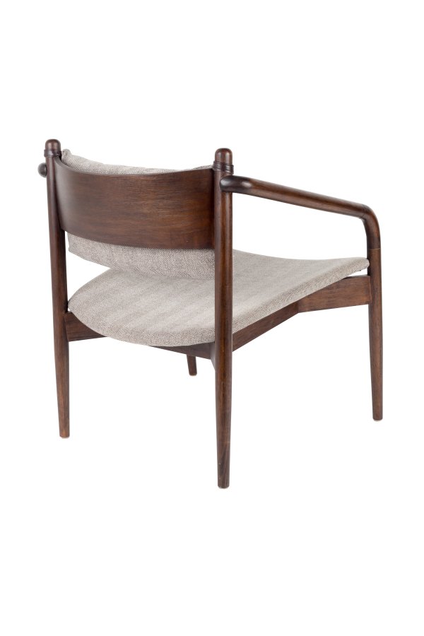 DUTCHBONE Torrance loungestol, m. armln - lysegr sildeben polyester og valnddefarvet tr