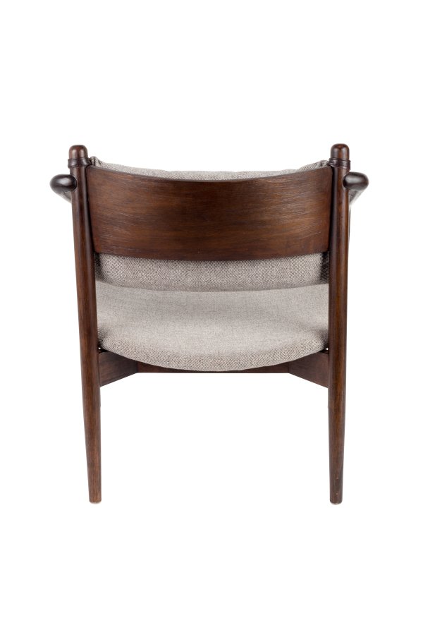 DUTCHBONE Torrance loungestol, m. armln - lysegr sildeben polyester og valnddefarvet tr