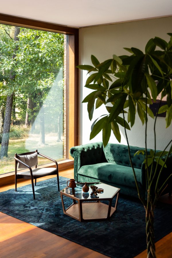 DUTCHBONE Torrance loungestol, m. armln - lysegr sildeben polyester og valnddefarvet tr