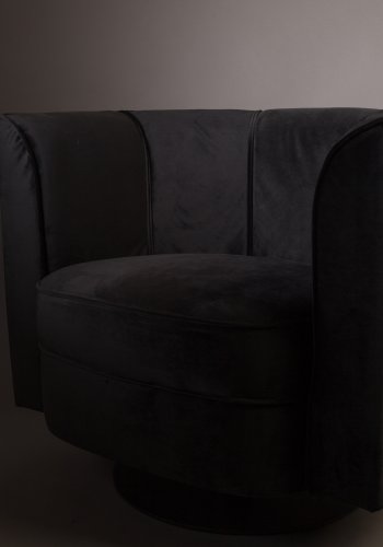 DUTCHBONE Flower loungestol, m. armln - sort polyester fljl og sort stl