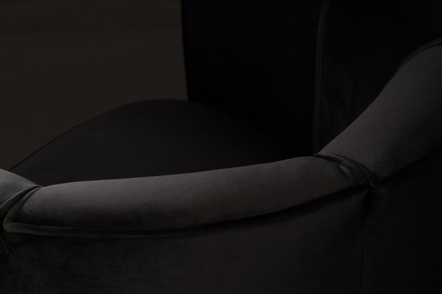 DUTCHBONE Flower loungestol, m. armln - sort polyester fljl og sort stl