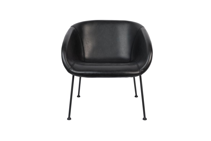 ZUIVER Feston loungestol, m. armln - sort PU og stl