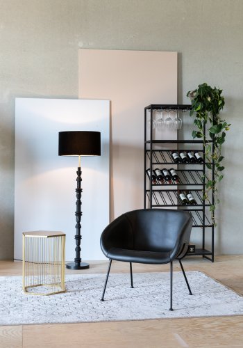 ZUIVER Feston loungestol, m. armln - sort PU og stl