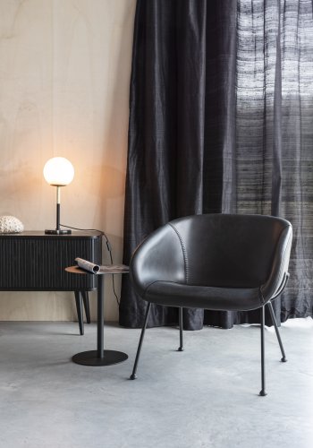 ZUIVER Feston loungestol, m. armln - sort PU og stl