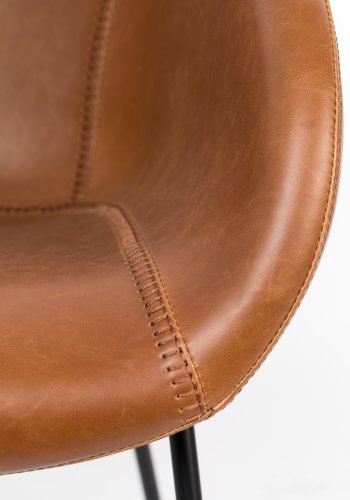 ZUIVER Feston loungestol, m. armln - brun PU og stl