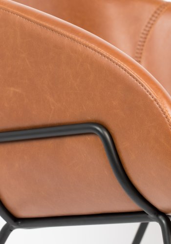 ZUIVER Feston loungestol, m. armln - brun PU og stl