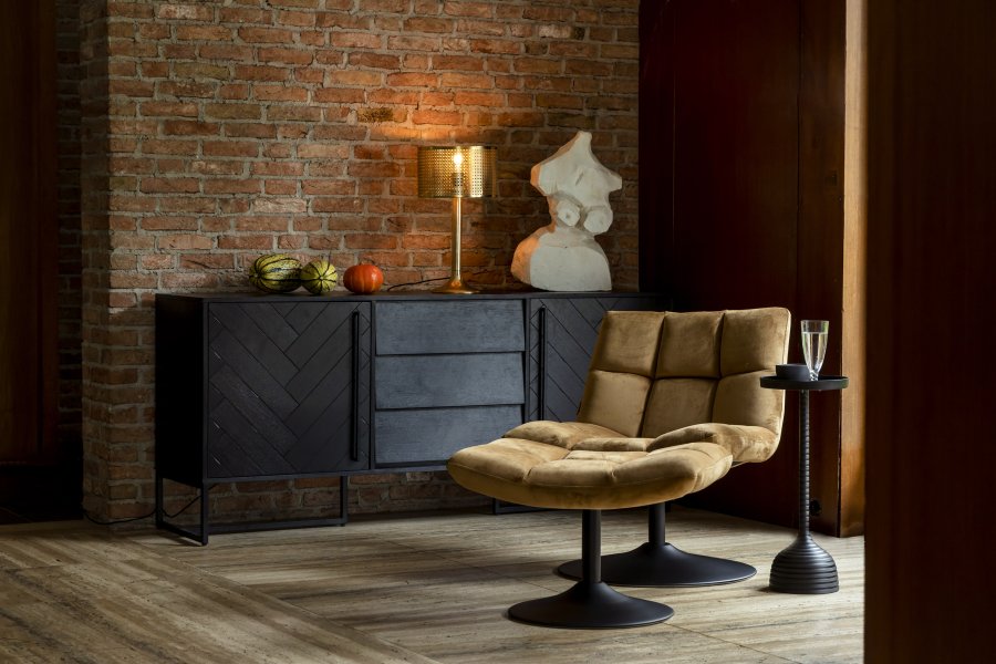 DUTCHBONE Bar loungestol - gyldenbrun polyester og sort stl