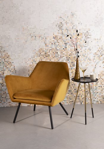 WHITE LABEL LIVING Bon loungestol, m. armln - guld fljl og metal