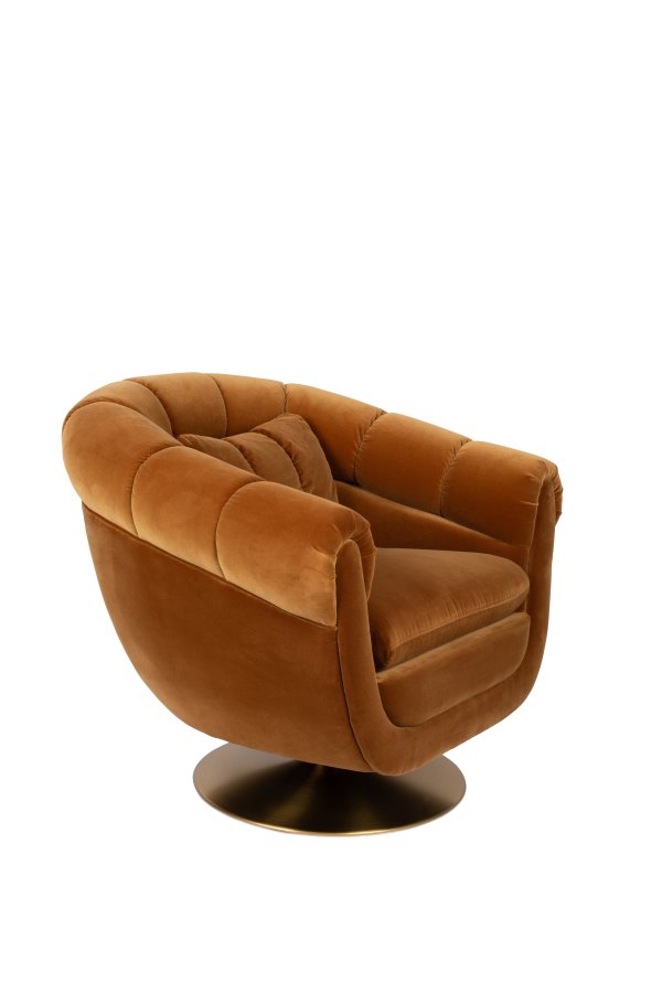 DUTCHBONE Member drejestol, m. armln - orange Whisky bomuld/polyester og messing stl