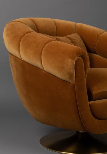 DUTCHBONE Member drejestol, m. armln - orange Whisky bomuld/polyester og messing stl