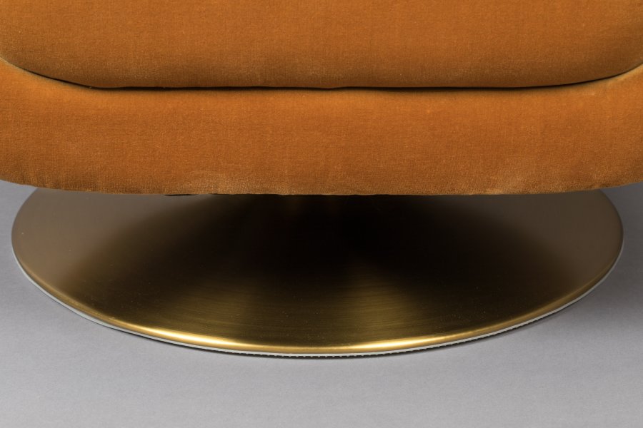 DUTCHBONE Member drejestol, m. armln - orange Whisky bomuld/polyester og messing stl