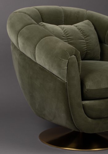 DUTCHBONE Member drejestol, m. armln - oliven grn polyester/bomuld og messing metal