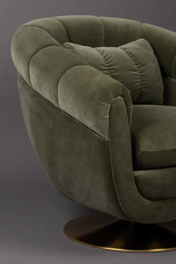 DUTCHBONE Member drejestol, m. armln - oliven grn polyester/bomuld og messing metal