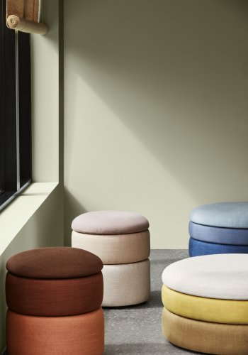 BROSTE COPENHAGEN Pond puf, rund - okker stof (68)