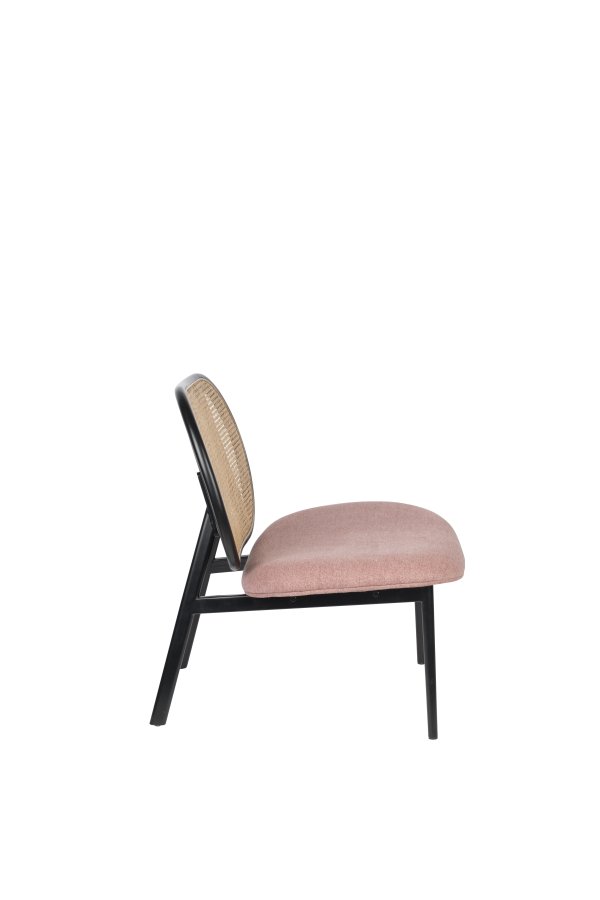 ZUIVER Spike loungestol - natur rattan, lyserd polyester og sort stl