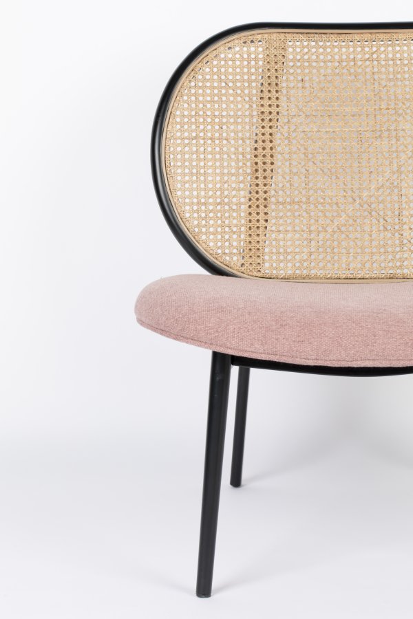 ZUIVER Spike loungestol - natur rattan, lyserd polyester og sort stl