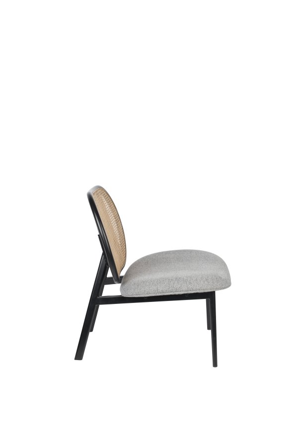 ZUIVER Spike loungestol - natur rattan, gr polyester og sort stl