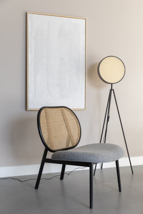 ZUIVER Spike loungestol - natur rattan, gr polyester og sort stl