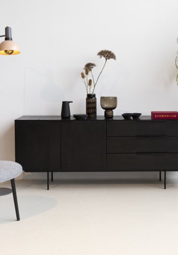 ZUIVER Spike loungestol - natur rattan, gr polyester og sort stl