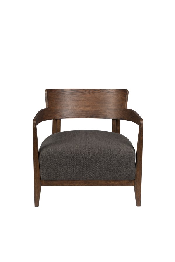 DUTCHBONE Duran loungestol, m. armln - gr polyester og brun egetr