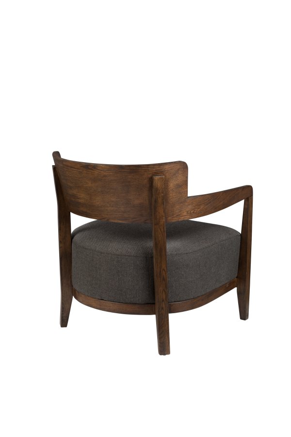 DUTCHBONE Duran loungestol, m. armln - gr polyester og brun egetr