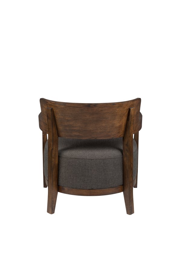 DUTCHBONE Duran loungestol, m. armln - gr polyester og brun egetr