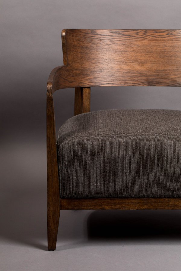 DUTCHBONE Duran loungestol, m. armln - gr polyester og brun egetr