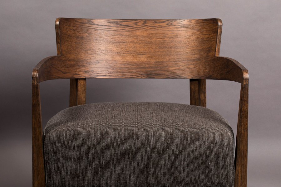 DUTCHBONE Duran loungestol, m. armln - gr polyester og brun egetr