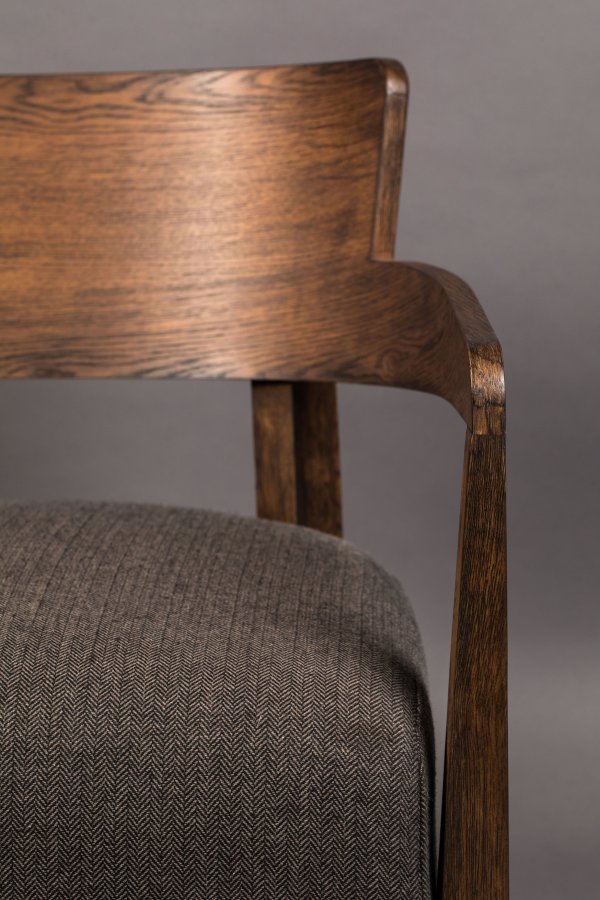 DUTCHBONE Duran loungestol, m. armln - gr polyester og brun egetr