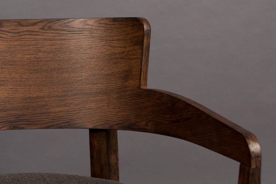 DUTCHBONE Duran loungestol, m. armln - gr polyester og brun egetr