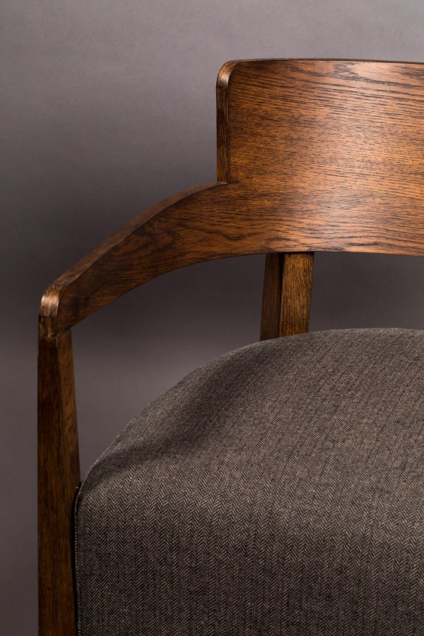 DUTCHBONE Duran loungestol, m. armln - gr polyester og brun egetr