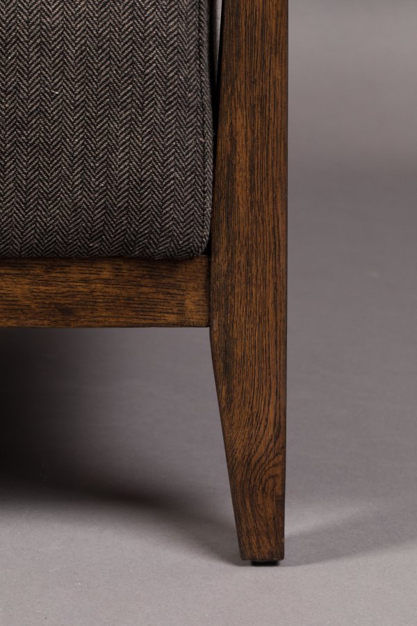 DUTCHBONE Duran loungestol, m. armln - gr polyester og brun egetr