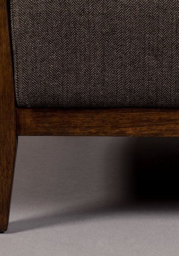 DUTCHBONE Duran loungestol, m. armln - gr polyester og brun egetr